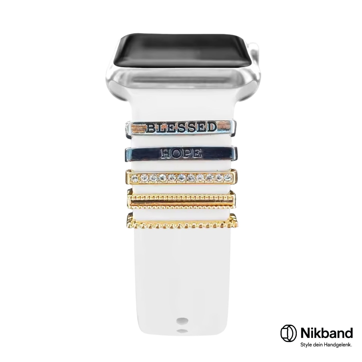 Nikband Charm-Dekoration für Apple Watch – „Blessed Hope“ in Silber & Gold