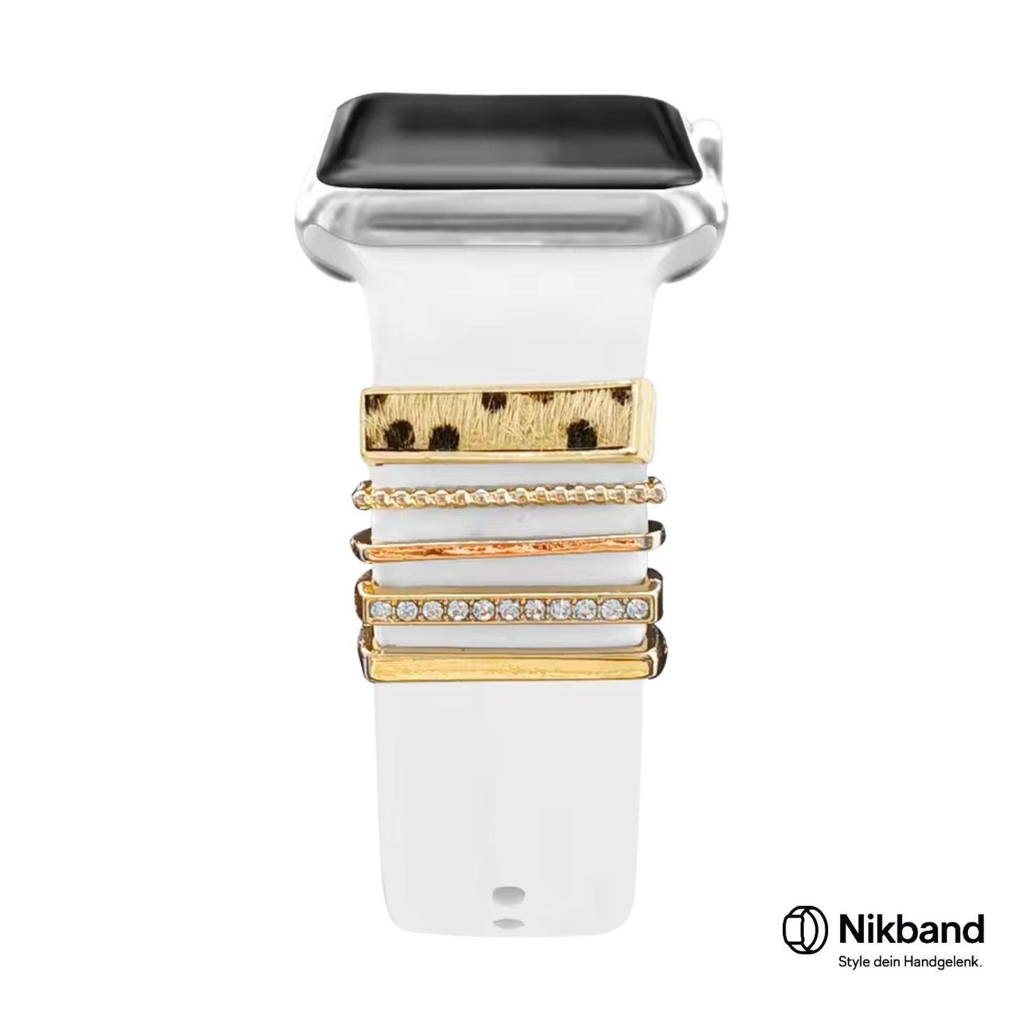 Nikband Charm-Dekoration für Apple Watch – „Diamond Leopard“ in Gold