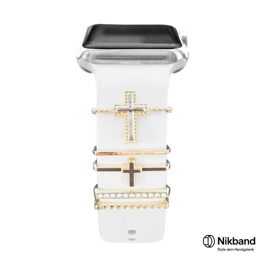 Nikband Charm-Dekoration für Apple Watch – „Dual Cross“ in Silber & Gold