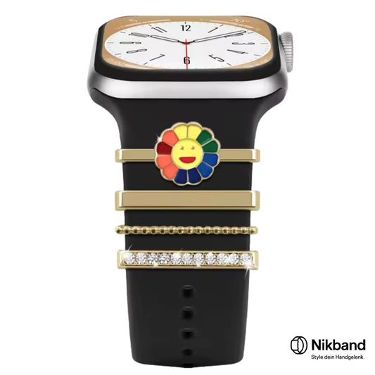 Nikband Charm-Dekoration für Apple Watch – „Flower Power“ in Gold