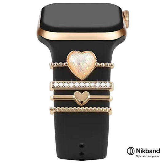 Nikband Charm-Dekoration für Apple Watch – „Gold Diamond Heart“ in Gold