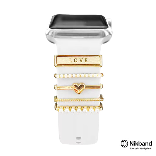 Nikband Charm-Dekoration für Apple Watch – „Love“ in Gold