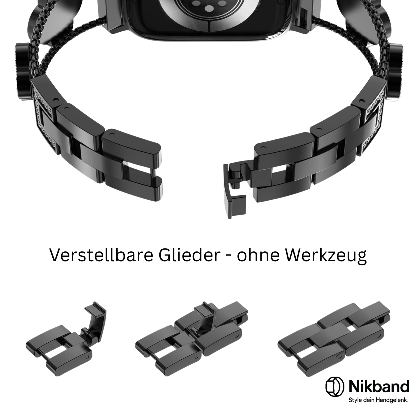 Nikband™ Luxury Clover Steel – Edelstahl Armband im Designer-Schmuck-Stil für Apple Watch